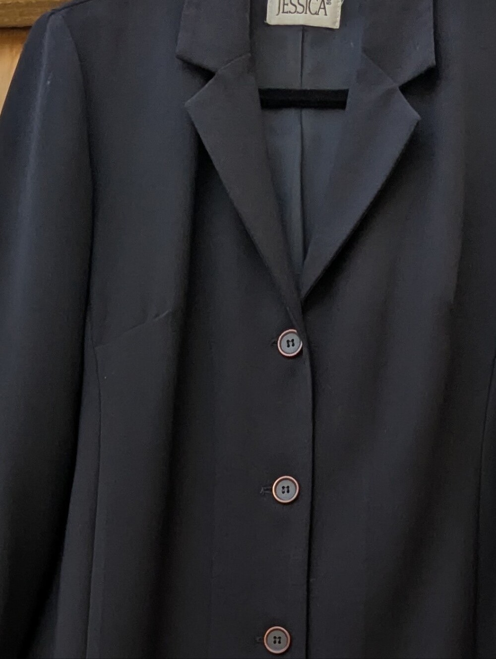 Vintage Jessica Black Longline Blazer Coat Office Siren Corpcore 90s Minimalist - Picture 11 of 13